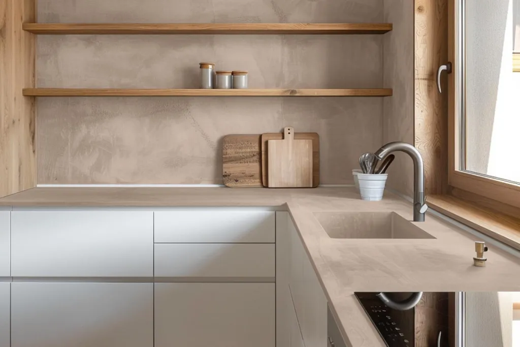 Microcement Floors kitchen cappuccino