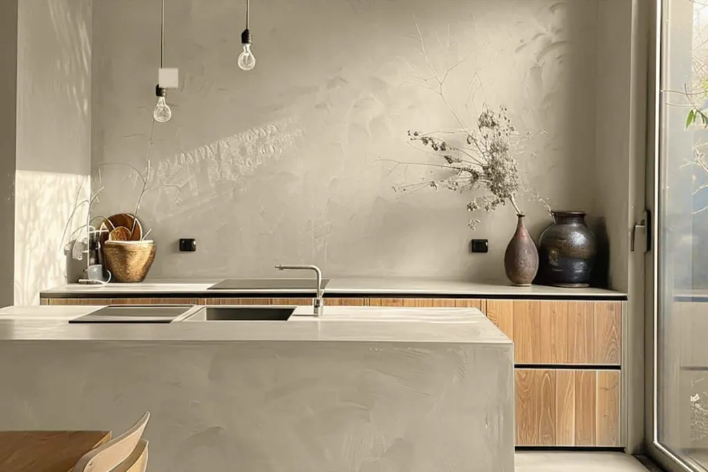 Microcement Floors kitchen ivory