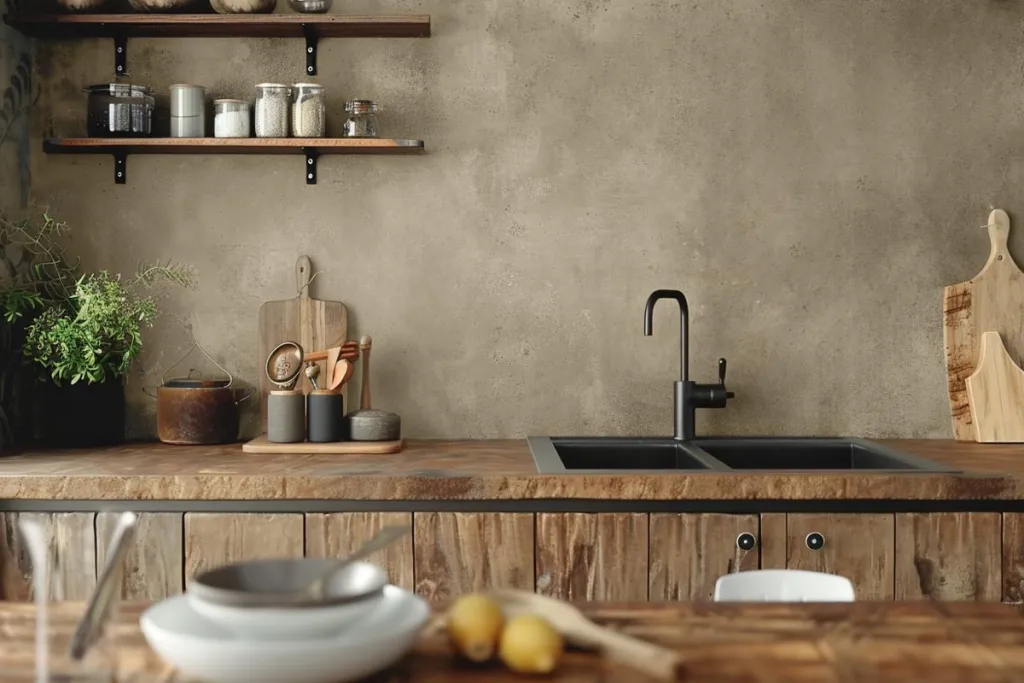 Microcement Floors kitchen olive