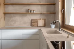 Microcement Floors kitchen cappuccino