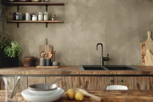 Microcement Floors kitchen olive